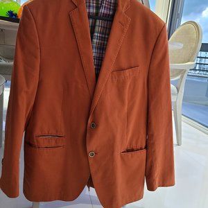 Orange 100% Cotton MEN'S Sport Coat Jacket Blazer TALLIA  44R  two buttons down